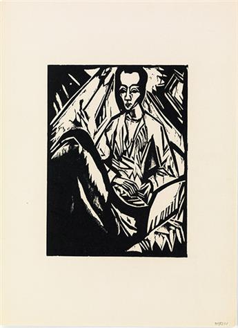 ERICH HECKEL Krankes Mädchen.  Woodcut, 1919-20.  Dube 266  * MAX PECHSTEIN Weib vom Manne begehrt,  woodcut, 1919-2...